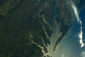 Image of Chesapeake Bay from Spring 2018 taken by NASA astronaut, and UMCES alum, Ricky Arnold during a space flight.