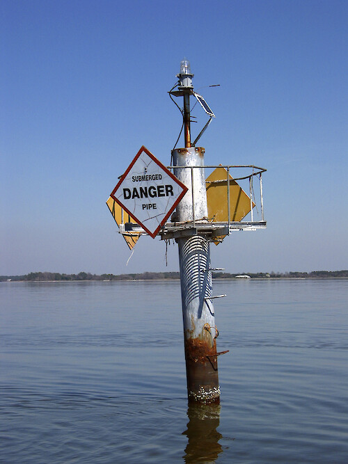 Danger Submerged Pipe - navigational marker in the Choptank River