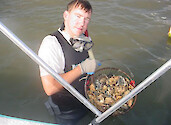 Chesapeake Bay Foundation surveys the Donor Oyster Reef at Lafayette River Annex in Norfolk, VA.