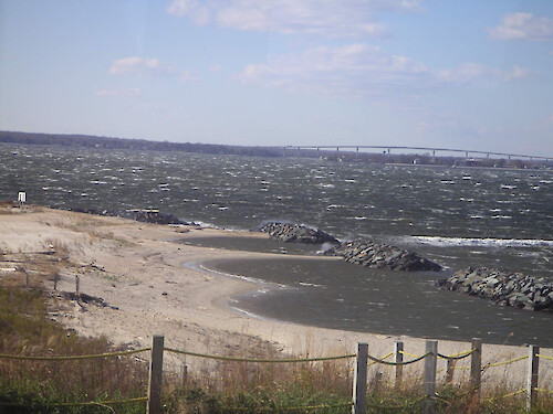 Stabilization of Fishing Point landfill utilizing offshore breakwaters and beach grass plantings at Naval Air Station, Patuxent River, MD.