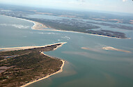 Chincoteague Inlet in Virignia. Assateague Island is in the foreground.