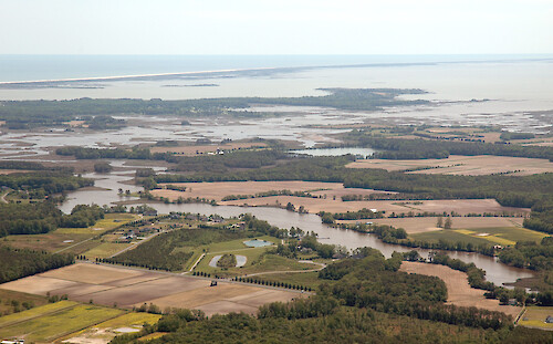 The Newport Bay watershed is primarily agriculture and forest. This photo is looking south-east, with Trappe Creek in the foreground.
