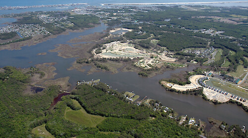 Ridde Farm development on Herring and Turville Creeks, in the Isle of Wight Bay watershed. Assateague and Fenwick Islands are in the background.