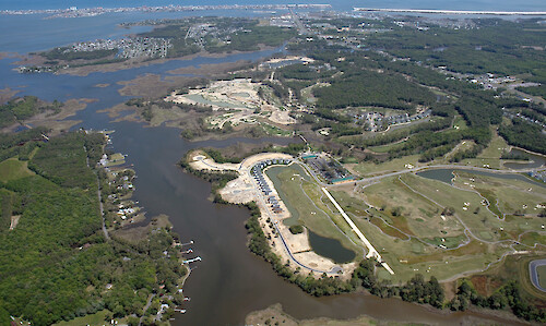 Ridde Farm development on Herring and Turville Creeks, in the Isle of Wight Bay watershed. Assateague and Fenwick Islands are in the background.