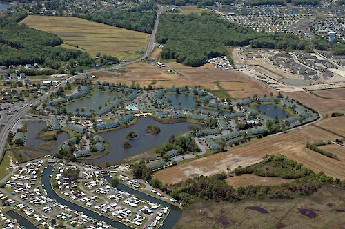 Canal developments between Roy and Dirickson Creeks, Assawoman Bay. Lighthouse Road is on the left.