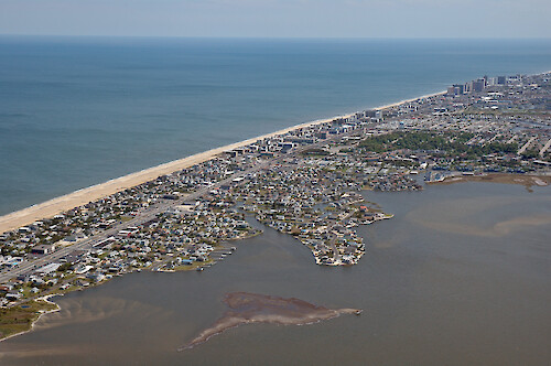 Aerial view of the south-eastern end of Little Assawoman Bay