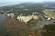 The Riddle Farm development on Turville Creek (foreground), and Herring Creek (back left). Assateague Island is visible in the background.
