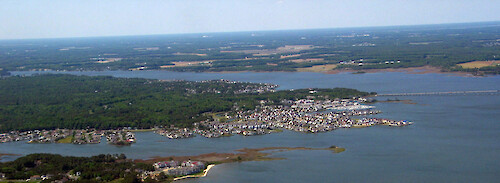 Development along the northern shore of the Manklin Creek. 