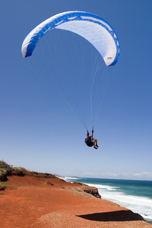 Paragliding near Broom's Head on the northern New South Wales coast, Australia