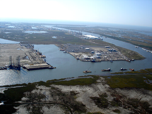 aerial photo of Port Fourchon, coastal Louisiana 
