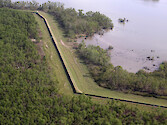 Flood protection barrier near Houma in coastal Louisiana