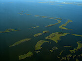 Small fragments of remnant marsh in Coastal Louisiana, SE of Houma