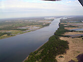 Intercoastal waterway navigation channel in coastal Louisiana