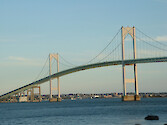 View of the Newport Bridge looking SE toward Newport Harbor RI