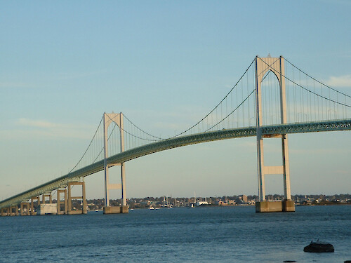 View of the Newport Bridge looking SE toward Newport Harbor RI
