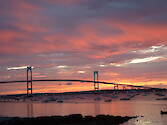 View of the Newport Bridge looking NE from Jamestown, RI just before heading out on a morning fishing trip.