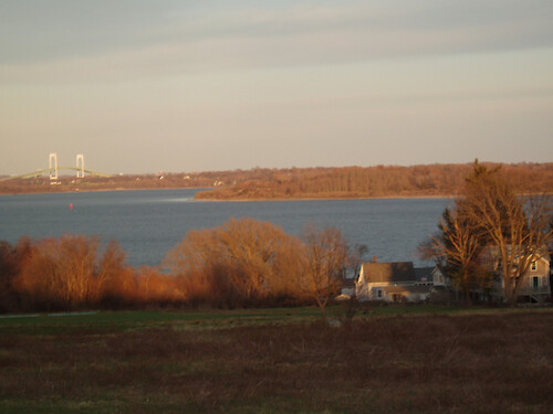 View of the Newport Bridge from Casey farm, Narragansett, RI .
