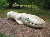 This sculpture is of a salamander, an amphibian found around Chesapeake Bay