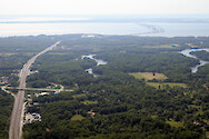 Looking across Broad Neck to Chesapeake Bay and the Bay Bridge. Route 50 is on the left, and Kent Island is visible in the background.