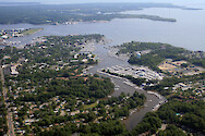 View down Back Creek towards the Severn River. Eastport is on the left. The Anne Arundel wastewater treatment plant is visible on the right.