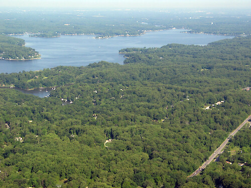View of the Severn River looking up stream. Route 2 is in the bottom right corner of photo. 