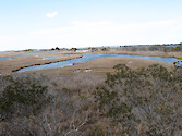 View of marshes behind North Beach at Assateague National Seashore. Little Egging Beach is in the top left.