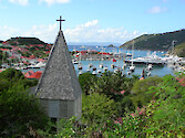 View of the inner harbor of Gustavia on the island of St. Barths.