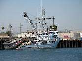 Fishing boat docked at Terminal Island in the Los Angeles Harbor. 