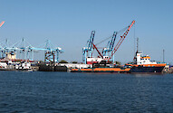 Cargo Cranes in Los Angeles Harbor.