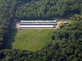 Chicken farm in forest clearing on the Eastern Shore of the Chesapeake Bay.