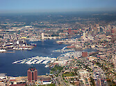 Baltimore harbor and the city of Baltimore.