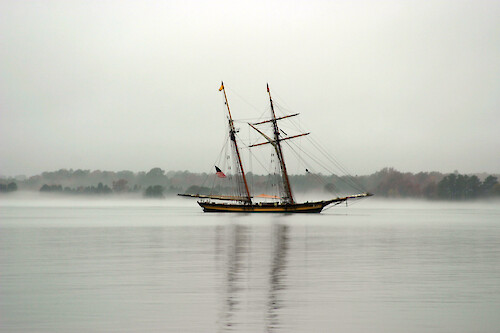 Pride of Baltimore in the Tred Avon River, Chesapeake Bay.