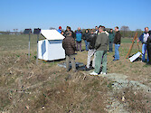Solar-powered drainage structure station, used to monitor nutrients flowing into drainage stations from surrounding fields.
