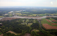Looking north over the Wicomico River. The circle in the foreground is the settlement of Pea Hill