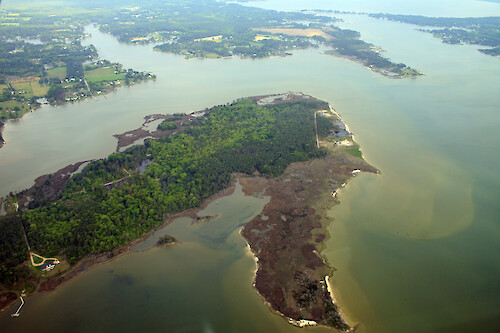 Lillys Neck, Mathews, Virginia. Stutts Creek is on the left and Milford Haven is back right
