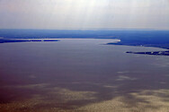 The mouth of the Pocomoke River on the eastern shore, forming the border between Accomack County, Virginia, and Somerset County, Maryland