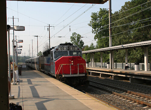 north-bound train entering station