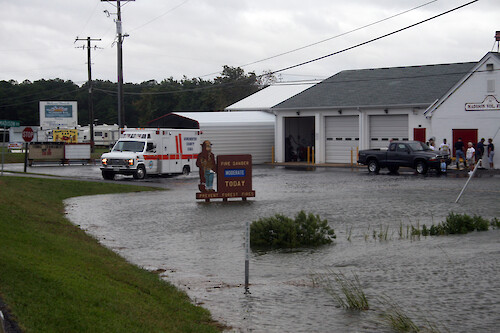 Flooding in the rural community of Madison surrounds firehouse