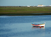 traditional fishing boat moored in Ria Formosa