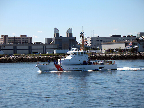 Coast Guard boat in Inner Boston Harbor. 