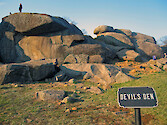 Devil's Den near Little Round Top, Gettysburg. This outcropping of massive igneous boulders was the site of fierce fighting on July 2, 1863, with a Confederate assault by Lt Gen James Longstreet's First Corps through this area. Conducted by the division of Maj. Gen. John Bell Hood, and including both the Texas Brigade and 3rd Arkansas, the charge was directed towards the left flank of the Union Army of the Potomac and hit Devil's Den as well as the high ground at Little Round Top. Devil's Den was defended by the Union III Corps division of Maj. Gen. David B. Birney, later reinforced by the V Corps.