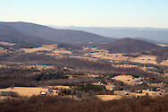 Overlooking valleys along Skyline Drive, in Shenandoah National Park. Air quality and visibility are key features of this park, are threatened by pollutants including particulates. Vigilant monitoring is required to identify incipient air pollution conditions. 