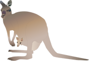 Illustration of Macropus fuliginosus (Western Grey Kangaroo) female with joey