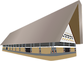 Illustration of a Bai in Palau. Bai is a local Palauan name for the steep-roofed shelter built as a meeting place for the village elders.