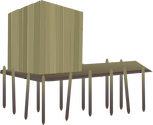 Illustration of a coastal toilet on stilts