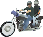 Illustration of motorcycle with two riders