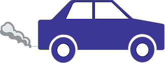 Illustration of motor vehicle with exhaust