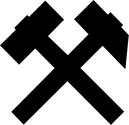 Illustration of hammer and chisel for mining