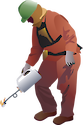 Illustration of fire management crew member with drip torch