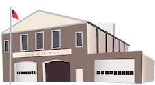 Illustration of fire and rescue fire station